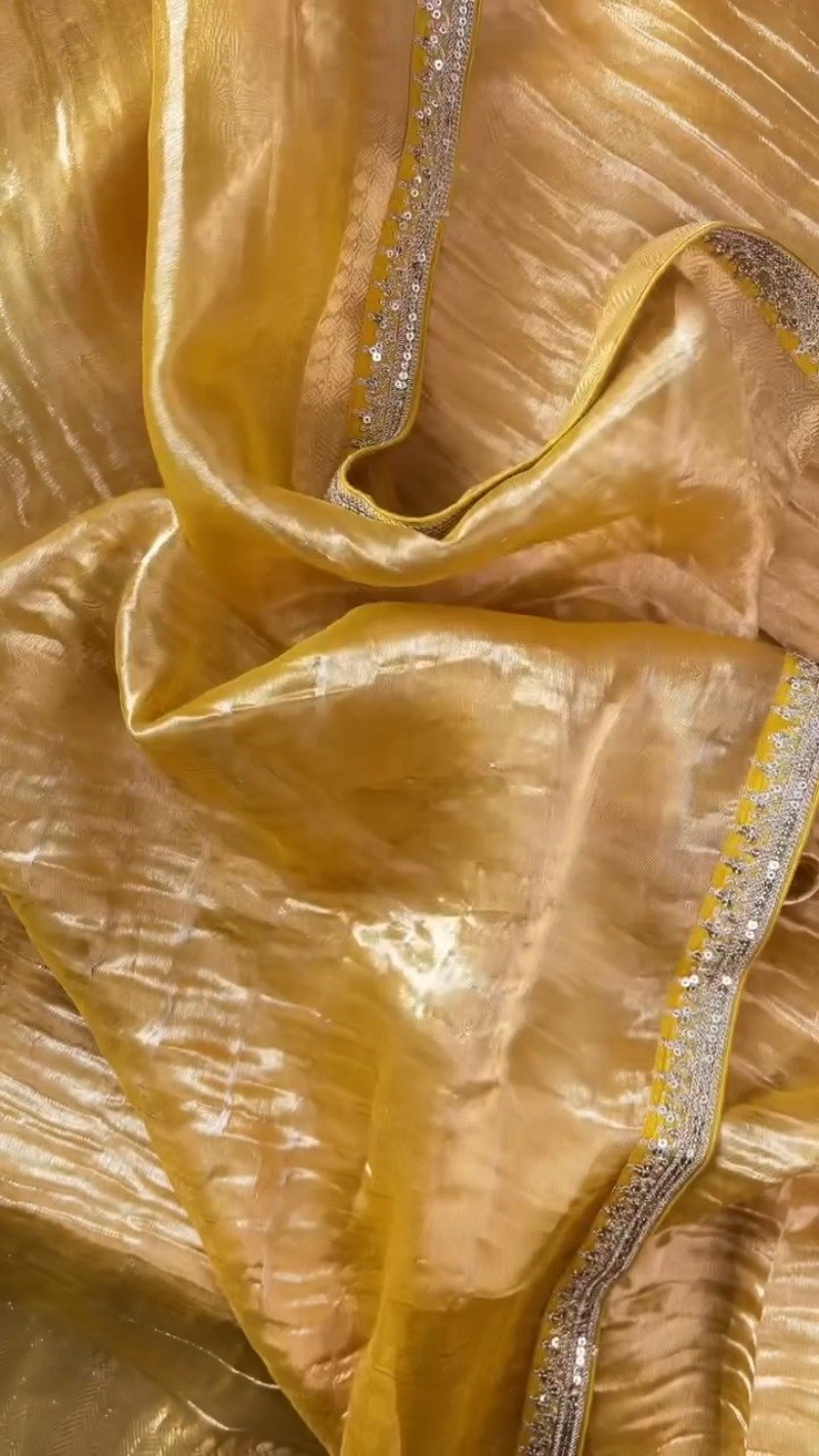 Sun-Kissed Gota Patti Organza Saree – A Masterpiece of Traditional Grace - Image 4
