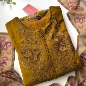 Timeless Pakistani-Inspired Embroidered Kurta Set – Available in Mustard & Black