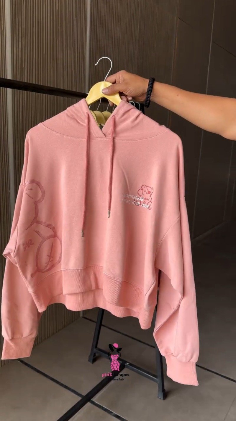 Versatile Street-Style Graphic Crop Hoodies and Sweatshirts – Available in Black, Pink, Grey, Lime Green & Blue - Image 6