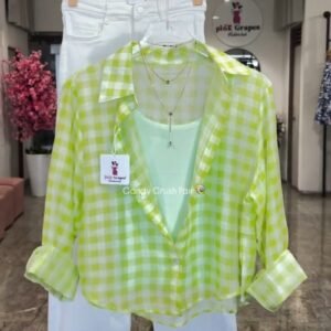 Candy Crush Gingham Co-ord Set – Available in Lime, Pink, Sky Blue, and Lemon Yellow