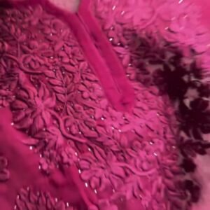 Chikankari Inspired Embroidered Georgette Kurta – Available in Magenta, Rust & Black