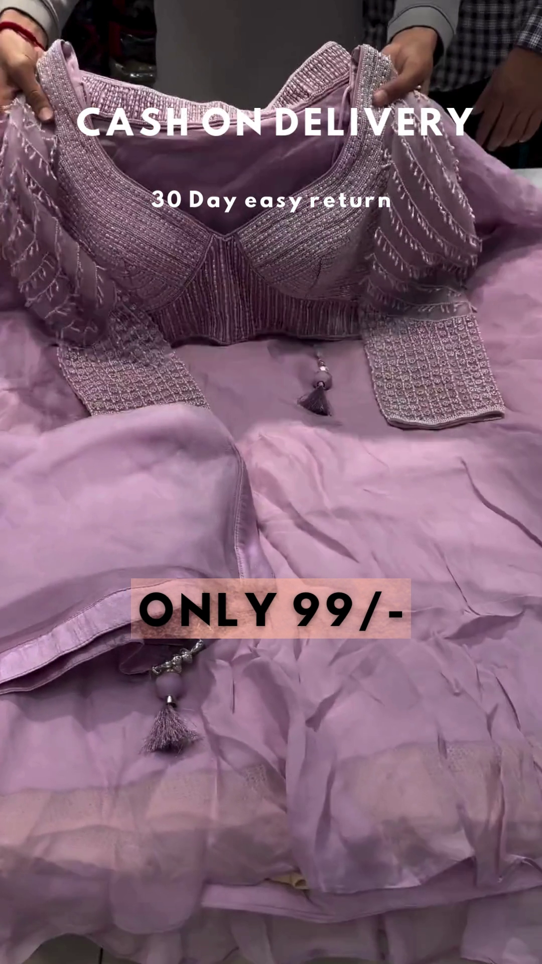 Lilac Enchantment: Heavily Embellished Designer Lehenga Choli Set - Image 3