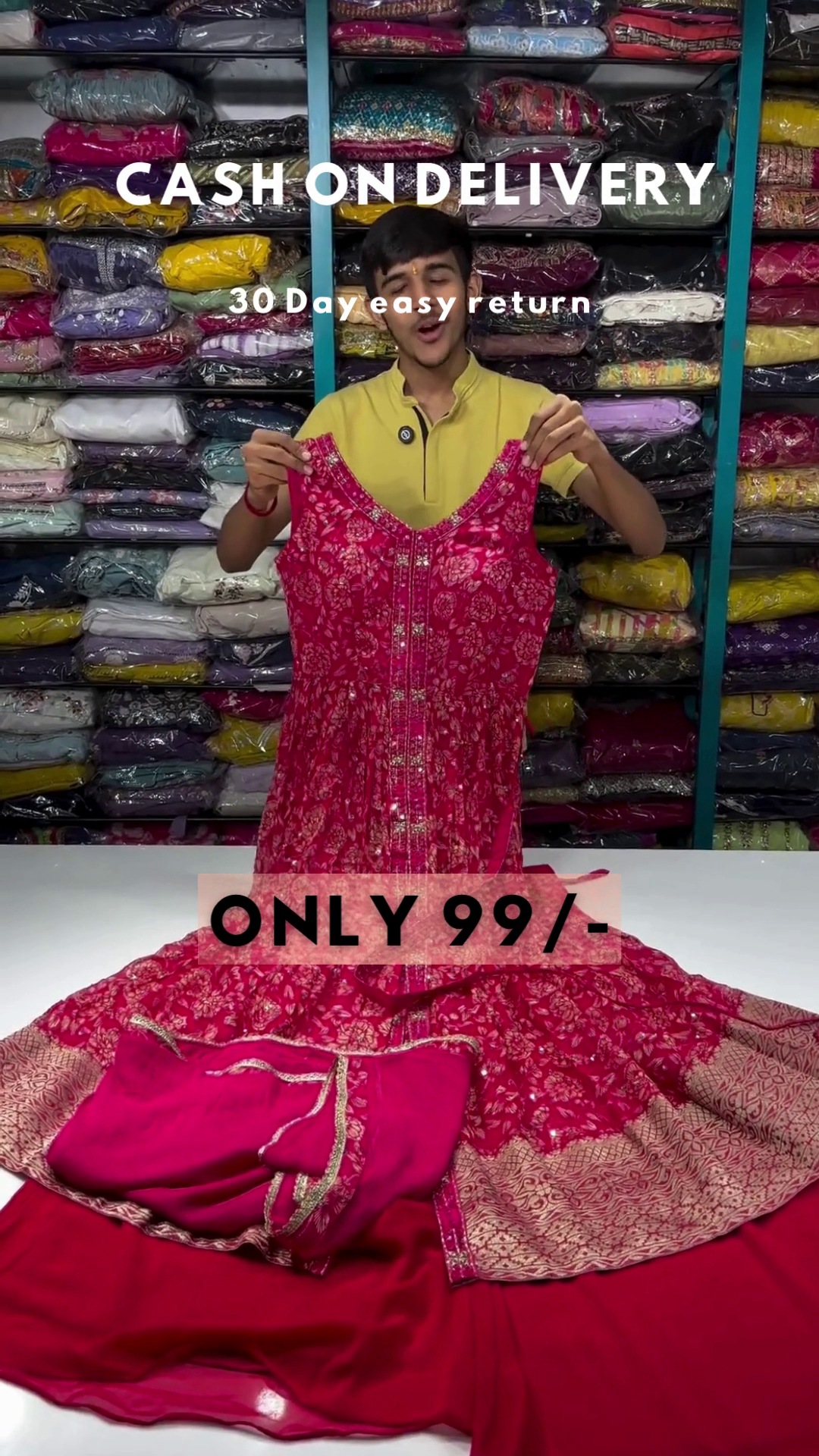 Fuchsia Royalty: Embroidered Floral Anarkali & Lehenga Set